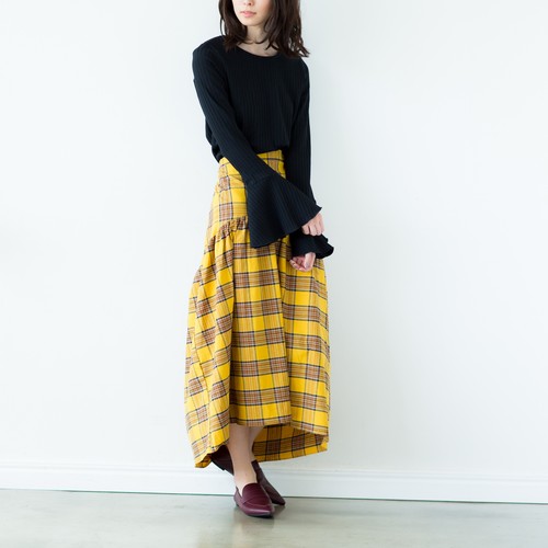 ベルスリーブリブトップス