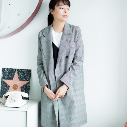 グレンチェックコート