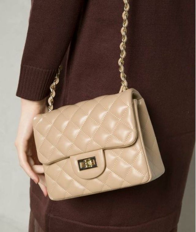 ダイヤ柄ステッチチェーンミニバッグ