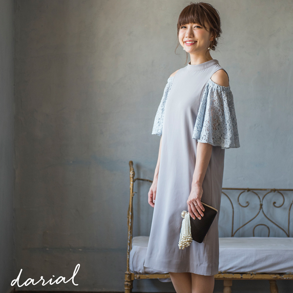 オープンショルダーワンピースドレス