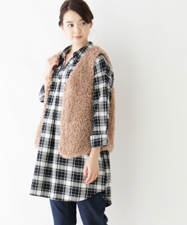 ボアベスト付チュニックワンピース