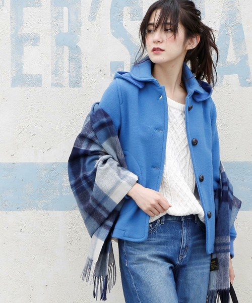 カバーリングウールフーデッドショートコート