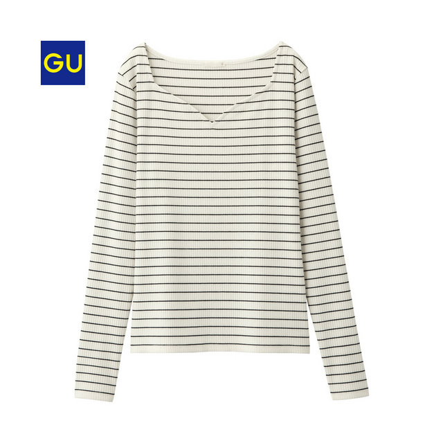 ボーダーハートネックＴ（長袖）