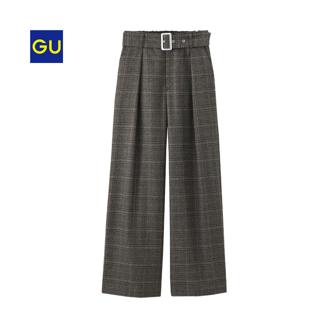 ベルト付きワイドパンツ