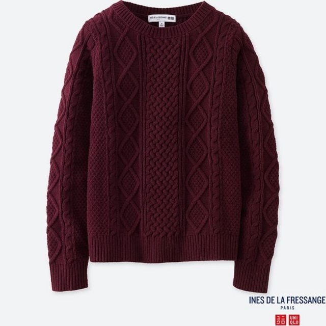 ケーブルクルーネックセーター（長袖）