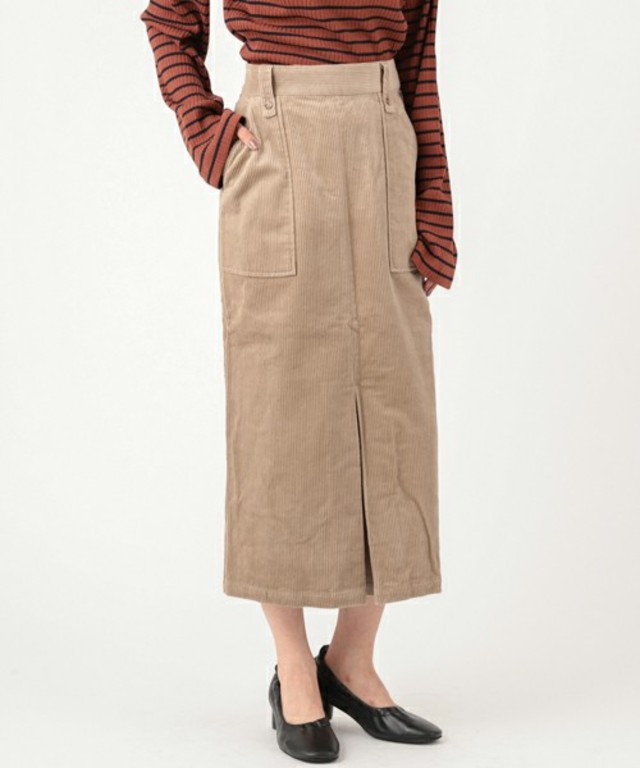 ハイウエストコーデュロイイージースカート