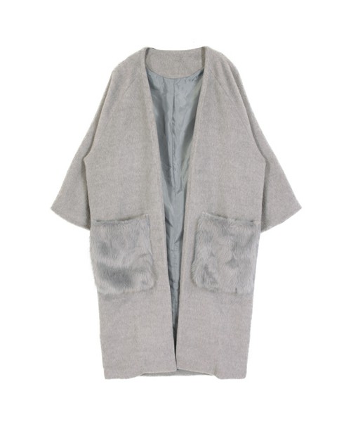 フェイクファーポケットコーディガン/コート