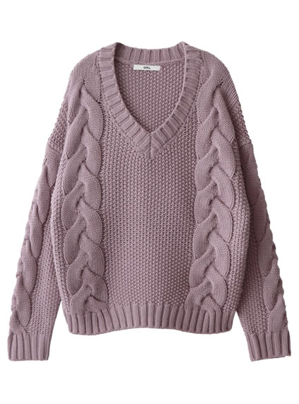 ビッグケーブルVネックニット
