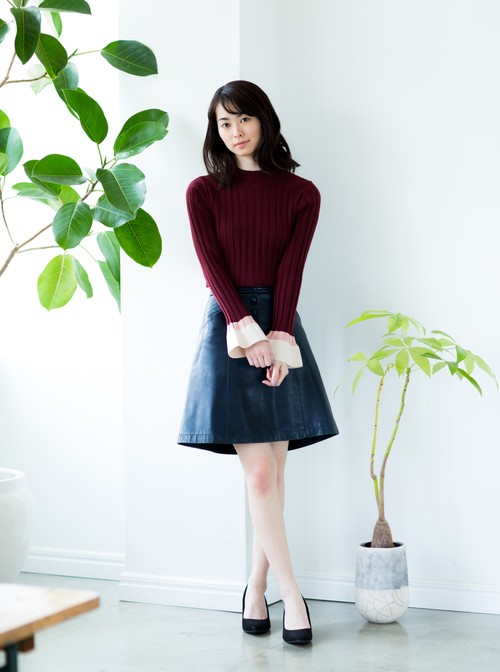 ブロッキングカラーリブニット