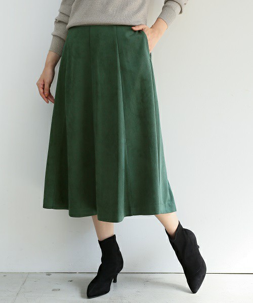 Fスエードキリカエミディスカート