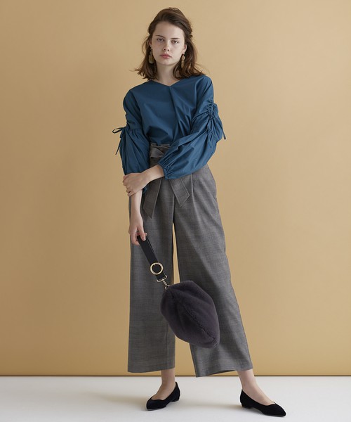 グレンチェックワイドパンツ