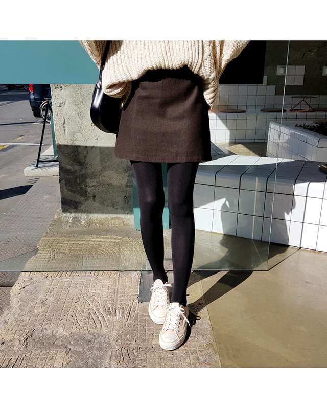 ウールブレンドAラインミニスカート