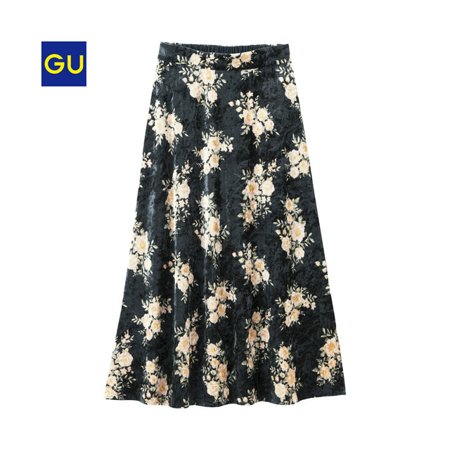 クラッシュベロアフレアスカート