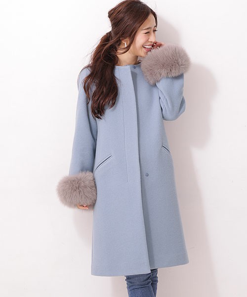【WEB限定カラー】ファー付3wayノーカラーコート