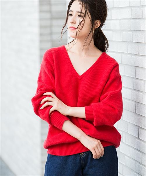 FOXファーVネックプルオーバー