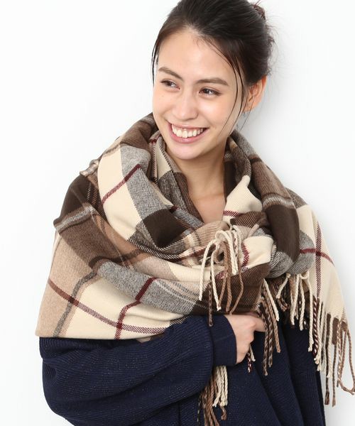 大判チェック柄ストール
