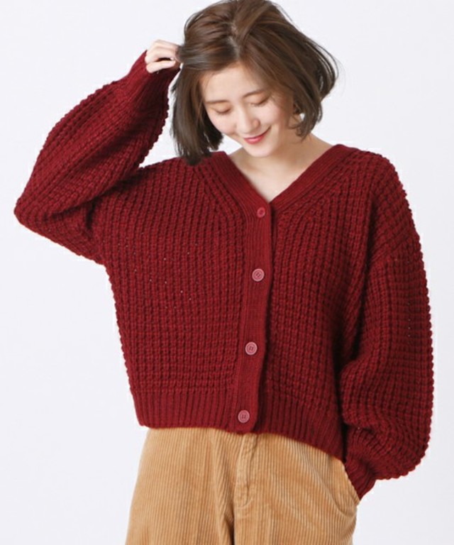 【2WAY】ワッフルボリュームカーディガン