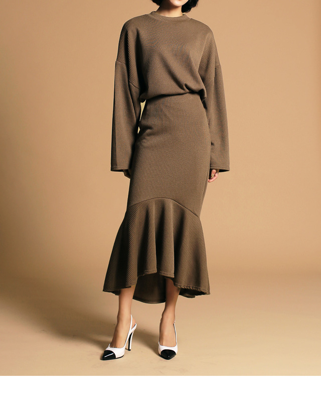 リブTシャツ&マーメイドスカートSET