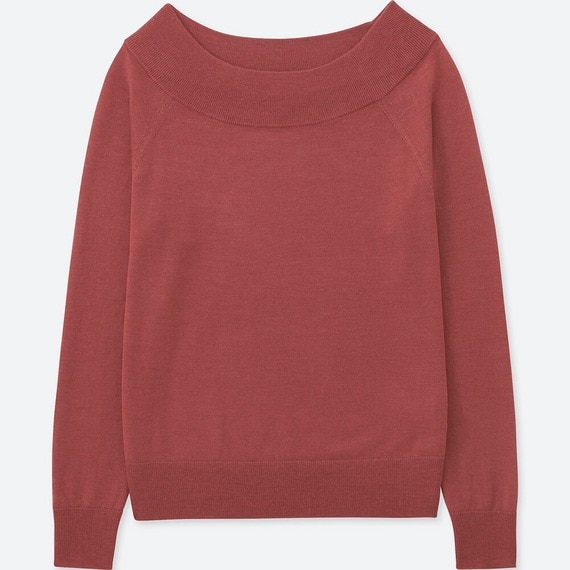 エクストラファインメリノボートネックセーター