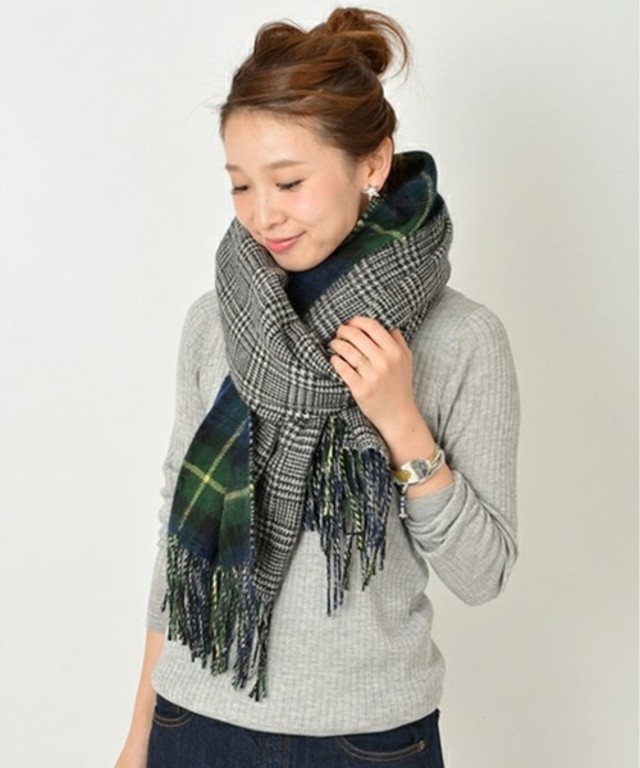 リバーシブルチェックストール