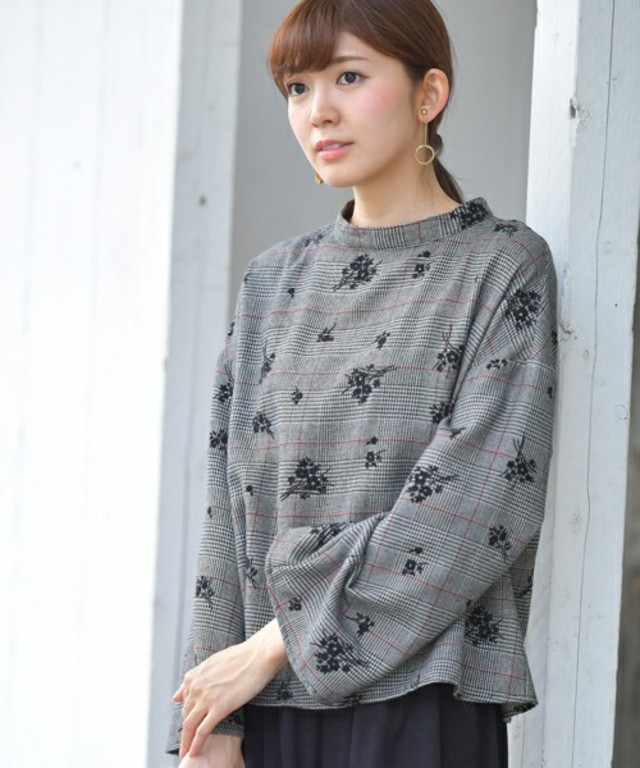 フロッキー＆グレンチェックプチハイブラウス