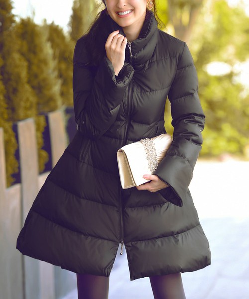 テントラインリボンスリーブダウンコート