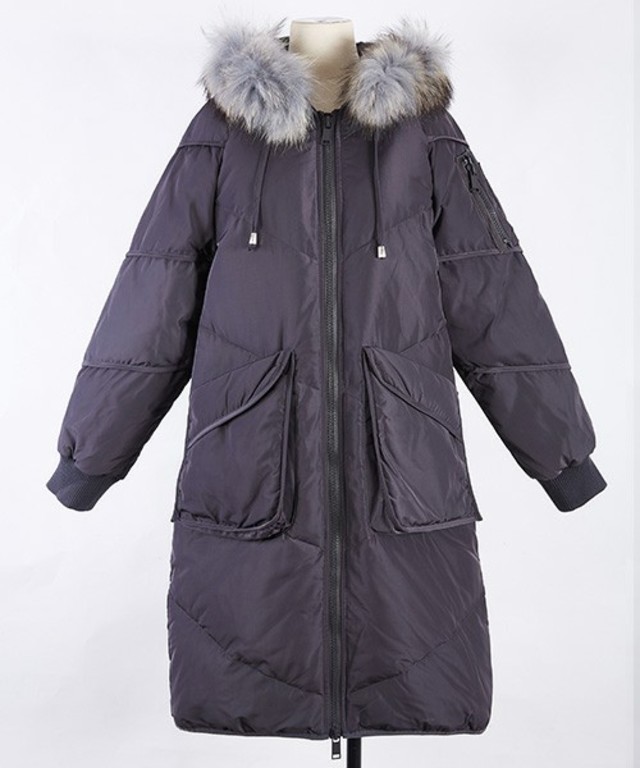 ラクーンファー切替デザインダウンコート