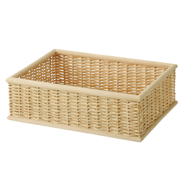 重なるブリ材長方形バスケット・小