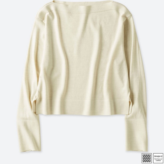 メリノブレンドボートネッククロップドセーター