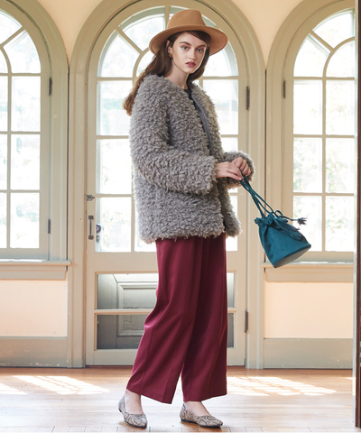 リングファーノーカラーブルゾン