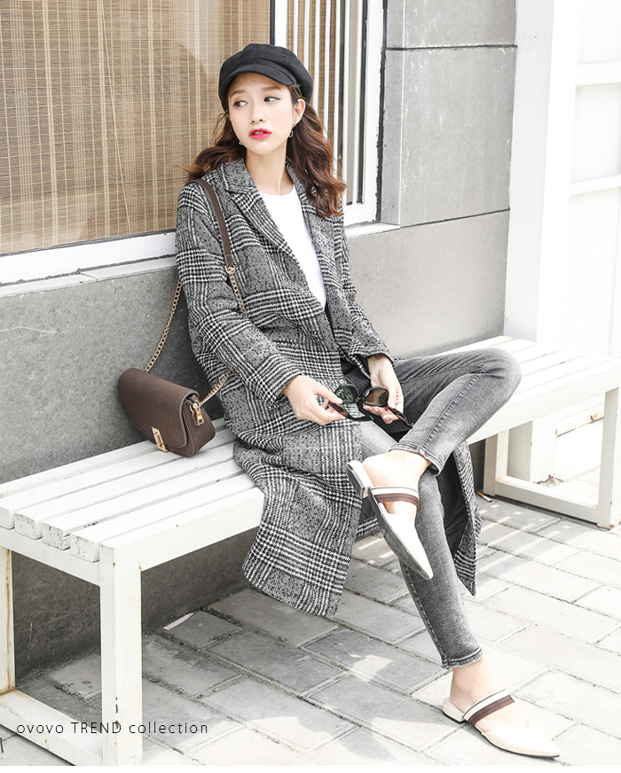 グレンチェックロング丈チェスターコート