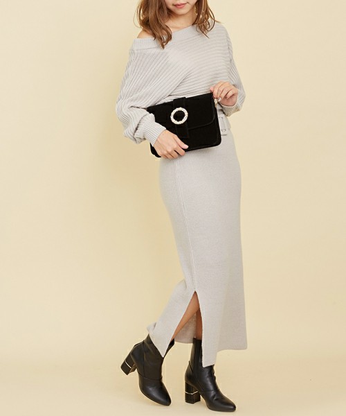 ドルマンロングスリットワンピ