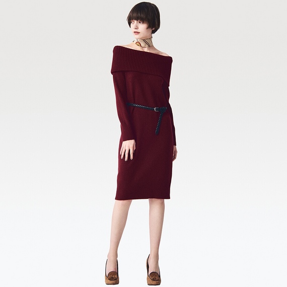 ラムブレンドオフタートルワンピース（長袖）