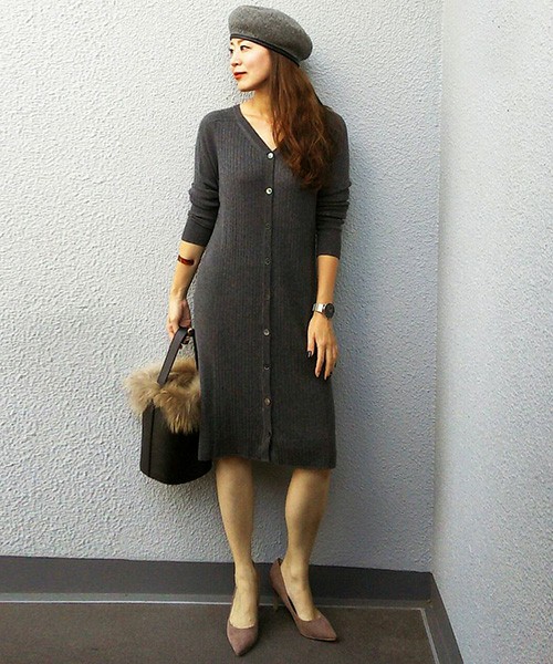 前後2WAY ニットカーディガン/ワンピース