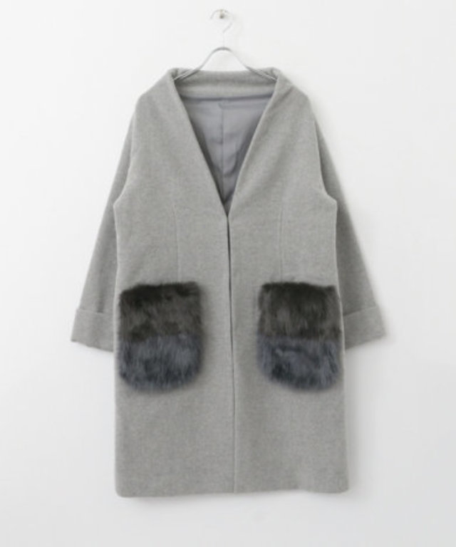 ファーポケットコート