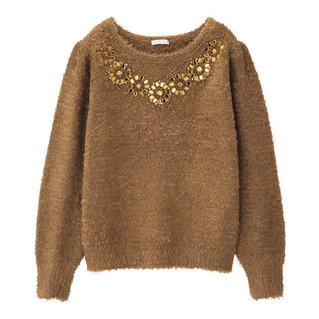 フェザーヤーンビジューセーター