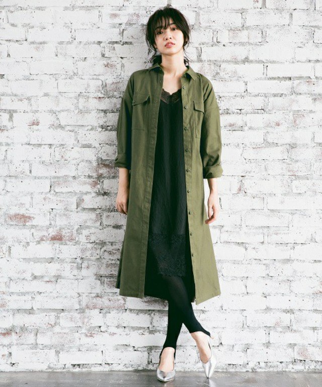 ミリタリーシャツワンピース