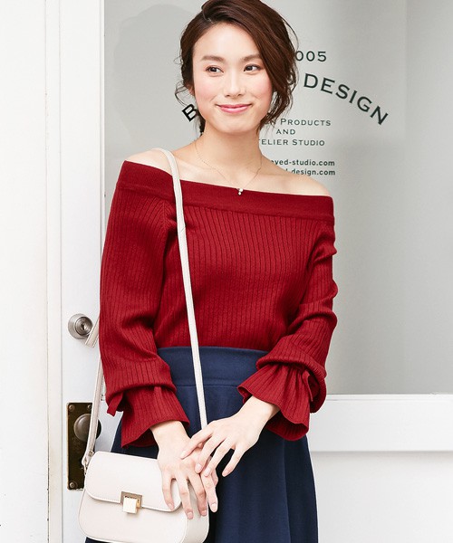 キャンディスリーブ 2way リブニットトップス