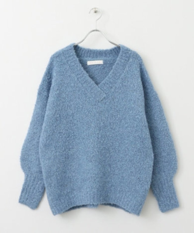 モコモコVネックルーズセーター