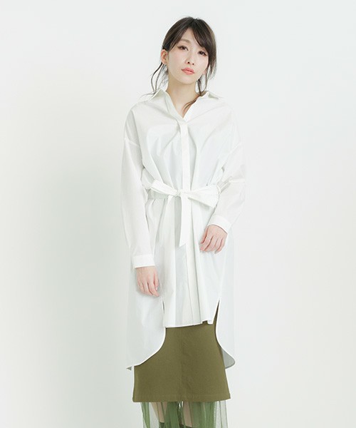 バックレイヤードシャツワンピース