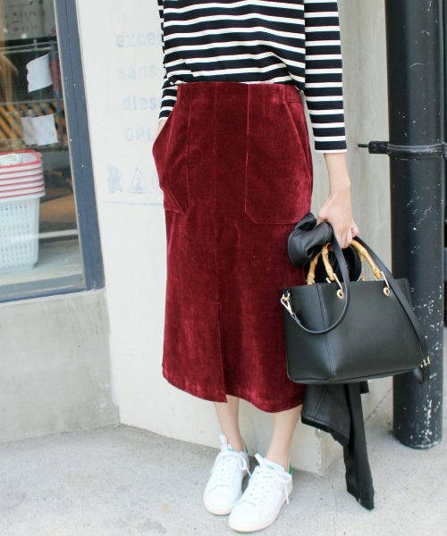 シャンブレー コール スリットスカート