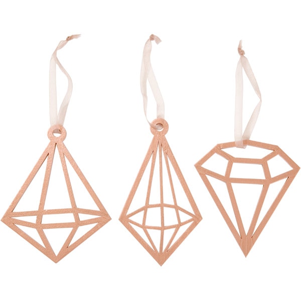 ウッドオーナメント3個セット ダイアモンド(CP)