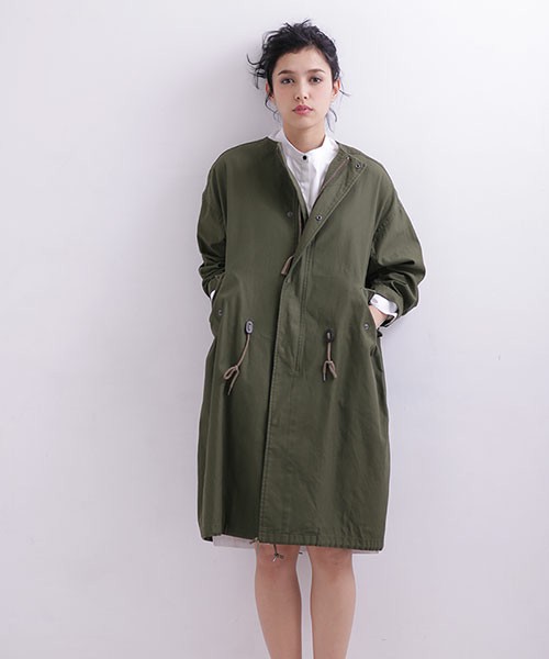 ノーカラーモッズコート