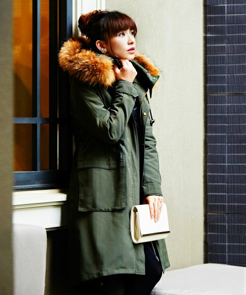 インナーコート付ラクーンファーロングモッズコート・2点セット