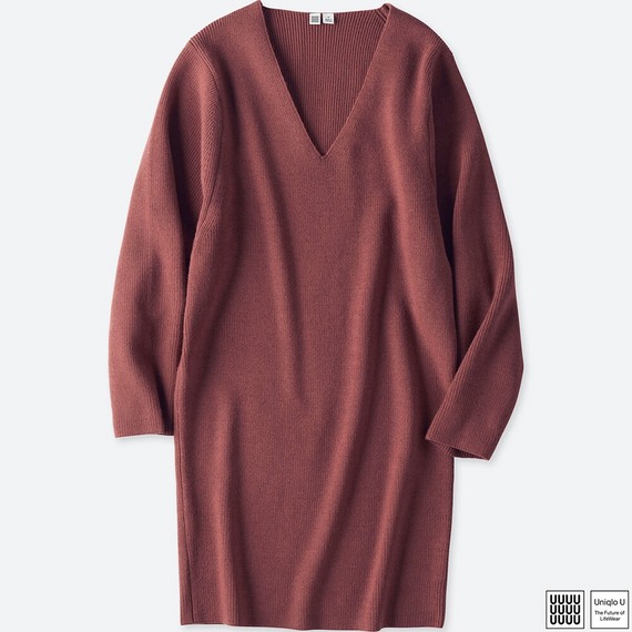 メリノブレンドＶネックワンピース（長袖）＋E