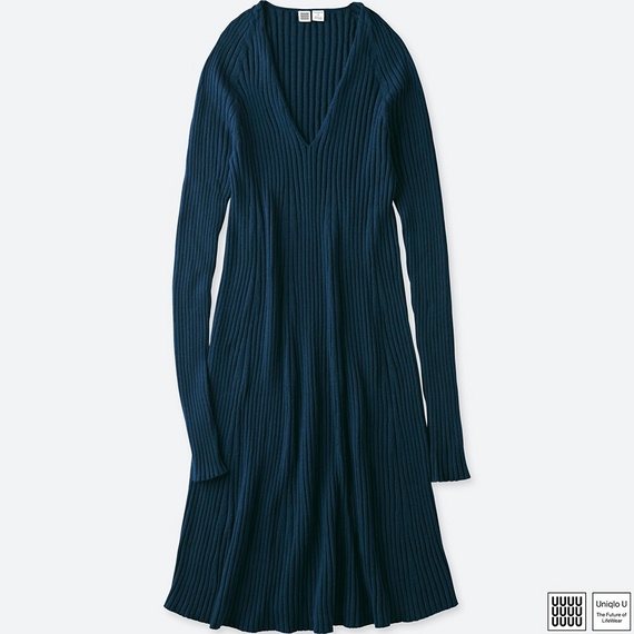 3DメリノリブＶネックワンピース（長袖）＋E