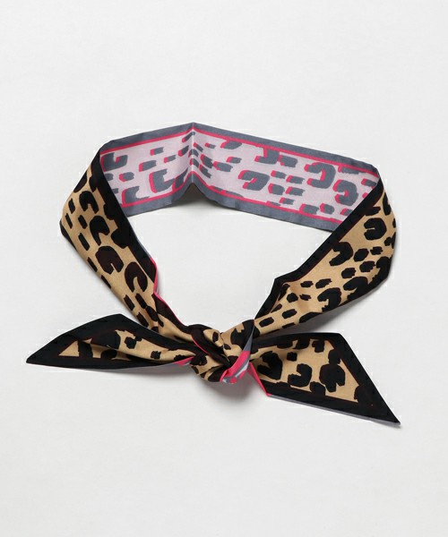 ヒョウ柄プリントハンドルスカーフ