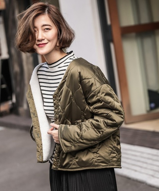 ボアキルトリバーシブルショートブルゾン