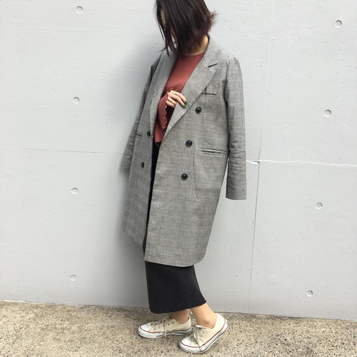 グレンチェックコート