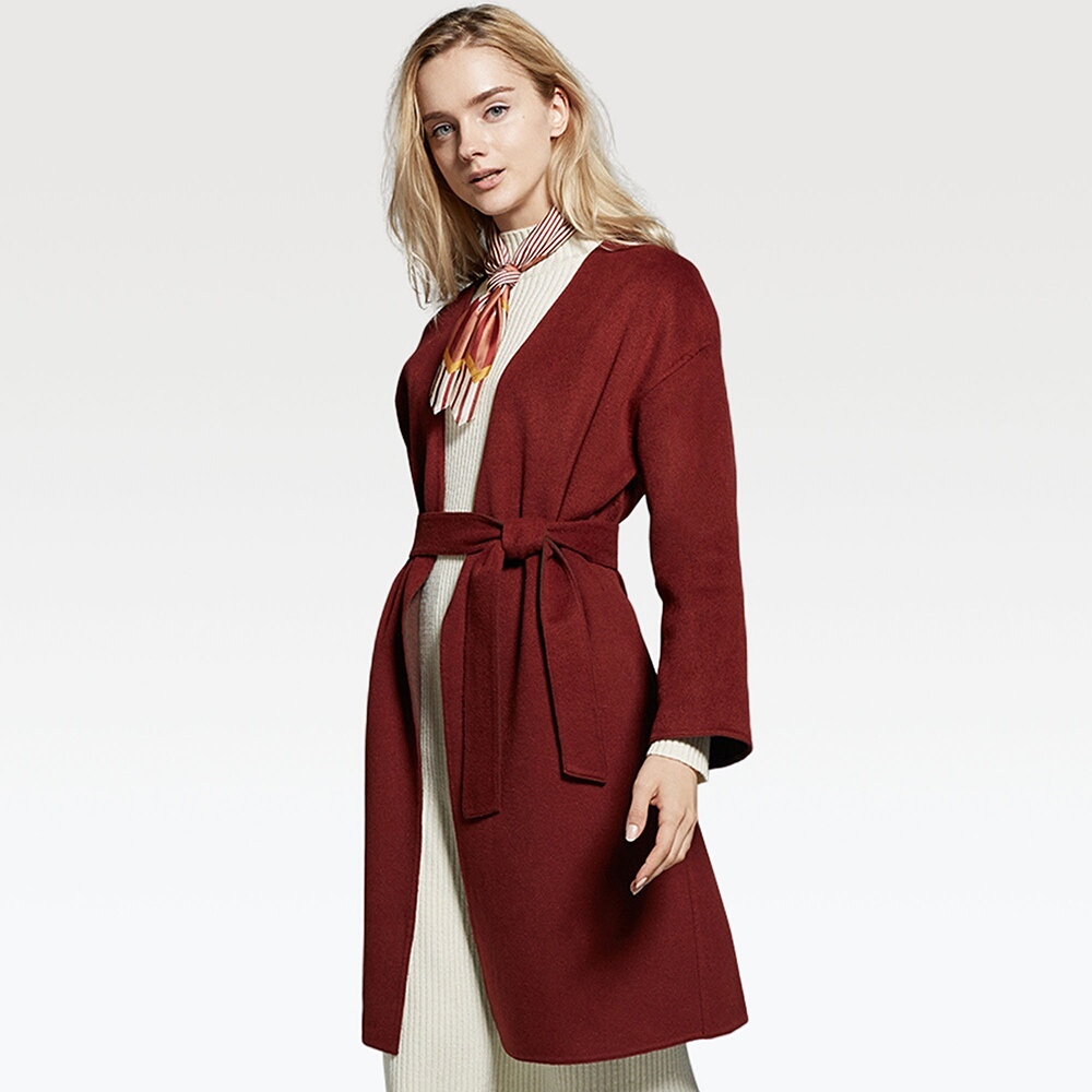 ダブルフェイスノーカラーコート